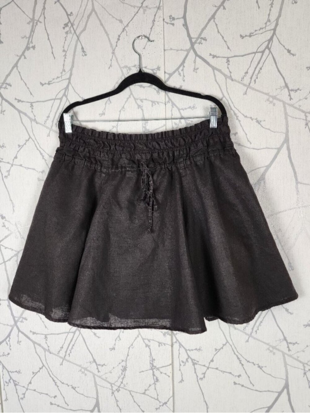 Joe Fresh Black Ramie Cotton Drawstring Mini Skirt